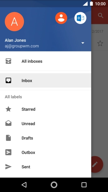 Press the email drop down list. Press the email drop down list.