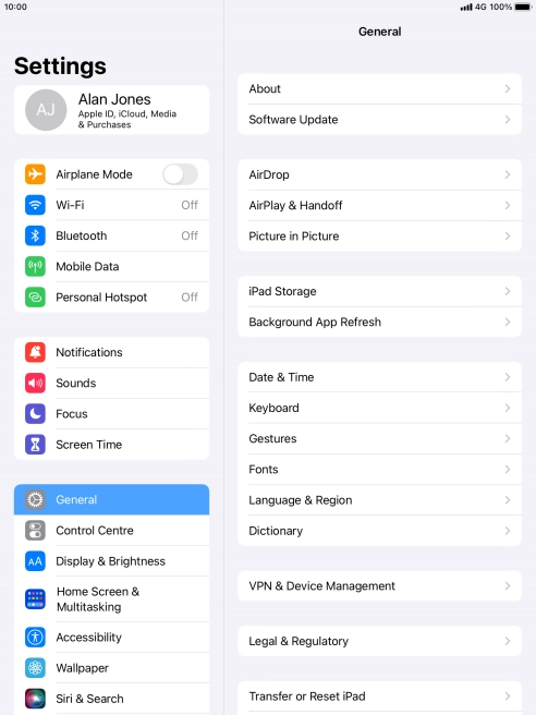 Press Mobile Data.