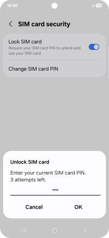 Key in your SIM PIN and press OK. The default SIM PIN is 0000.