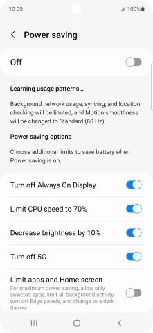 Press the indicators next to the required settings.