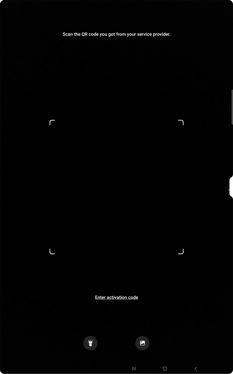 Place the QR code you've received inside the tablet camera frame to scan the code.