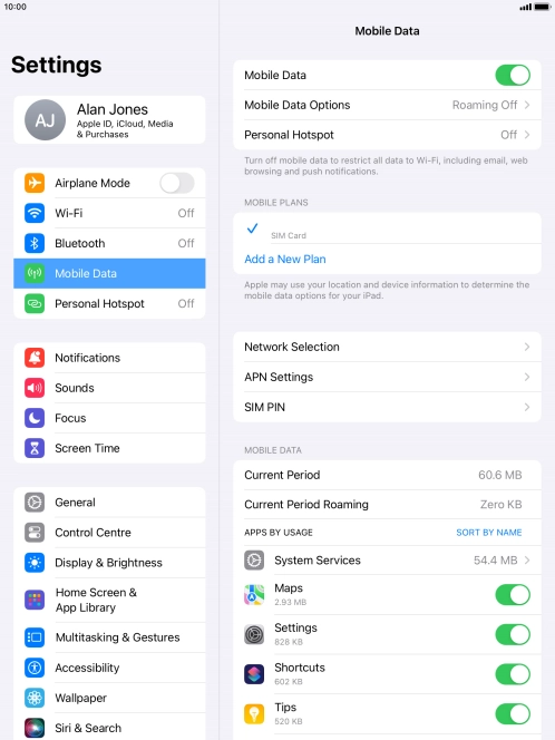 The total data usage is displayed next to Current Period.