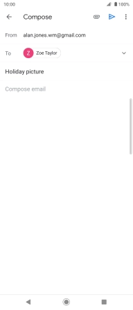 Press the text input field and write the text for your email.