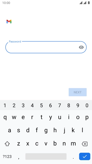 Press the field below 'Password' and key in the password for your email account. Press the field below 'Password' and key in the password for your email account.
