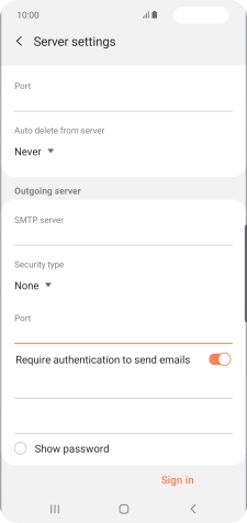 Press the indicator next to 'Require authentication to send emails' to turn on the function.