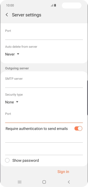 Press the indicator next to 'Require authentication to send emails' to turn on the function.