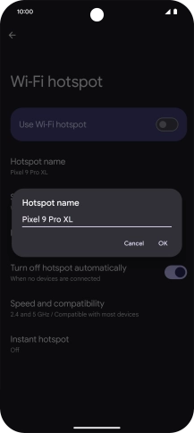 Key in the required WiFi hotspot name and press OK.