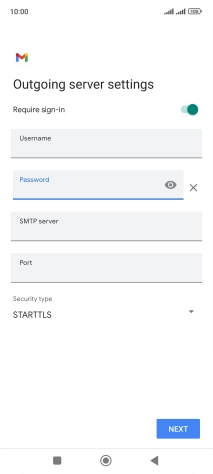 Press the field below 'SMTP server' and key in the name of your email provider's outgoing server.