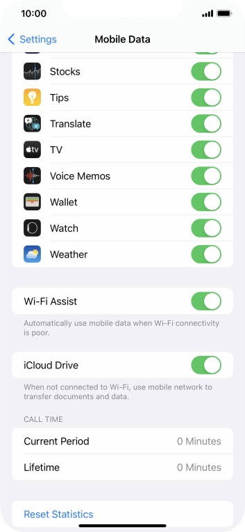 Press the indicator next to 'Wi-Fi Assist' to turn the function on or off.