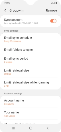 Press the indicator next to 'Sync account' to turn on the function.