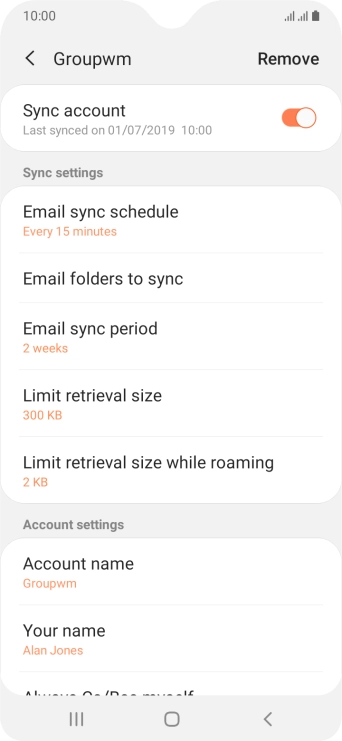 Press the indicator next to 'Sync account' to turn on the function.
