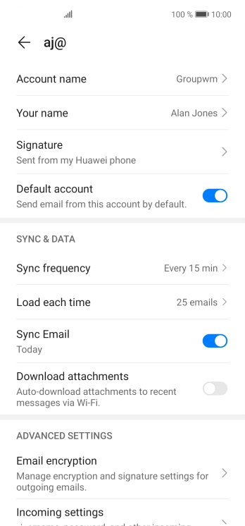 Press Account name and key in the required name.