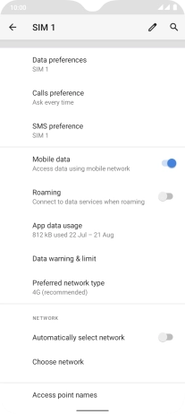 Press the indicator next to 'Automatically select network' to turn on the function.