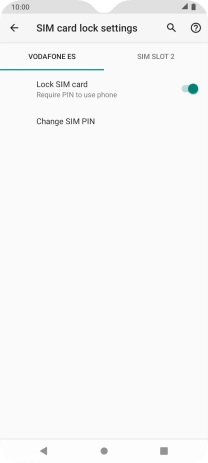 Press the indicator next to 'Lock SIM card' to turn the function on or off.