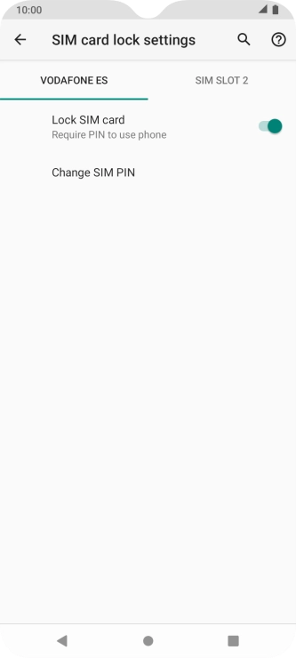 Press the indicator next to 'Lock SIM card' to turn the function on or off.
