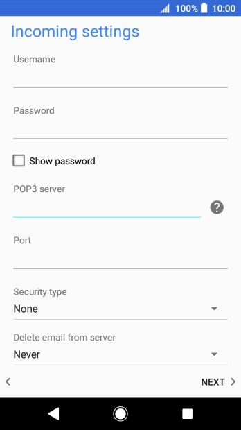 Press the field below 'Port' and key in 110.