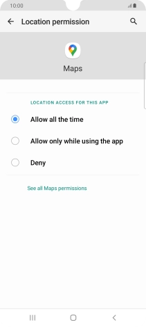 Press the required setting.