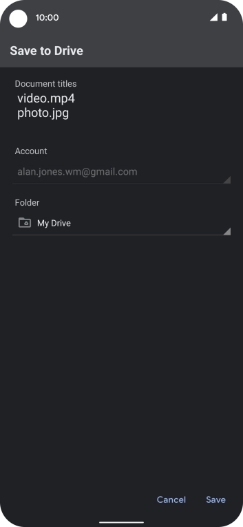 Press the field below 'Folder' and go to the required folder.