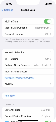 Press Mobile Data Options.