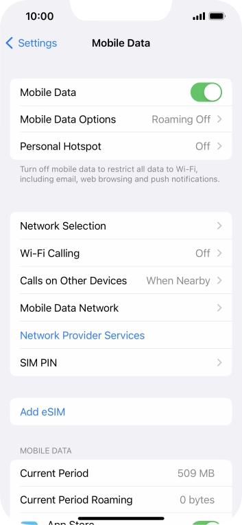 Press Mobile Data Options.