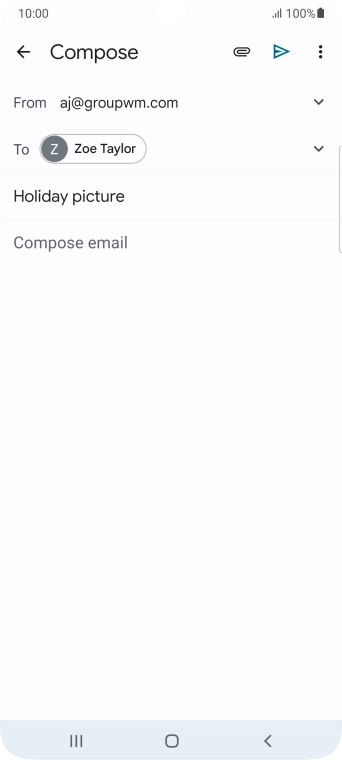 Press the text input field and write the text for your email.