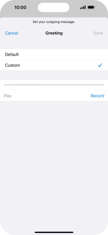 Press Record to start recording a personal greeting.