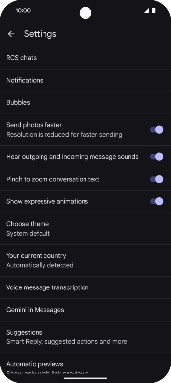 Press Gemini in Messages.
