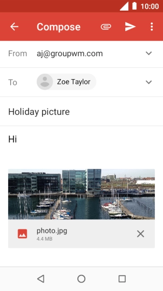 Press the send icon when you've finished your email.