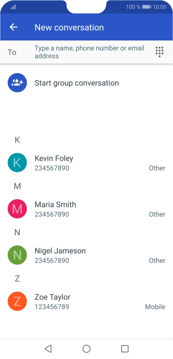 Press To and key in the first letters of the recipient's name. Press To and key in the first letters of the recipient's name.