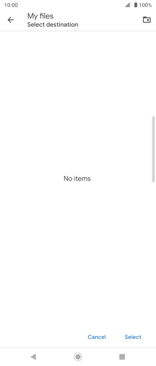 To create a new folder, press the new folder icon and follow the instructions on the screen to create a new folder.