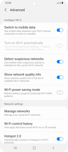 Press the indicator next to 'Switch to mobile data' to turn the function on or off.
