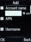 Highlight the field below 'Account name' and key in O2 UK Internet.