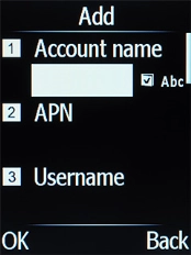 Highlight the field below 'Account name' and key in O2 UK Internet.