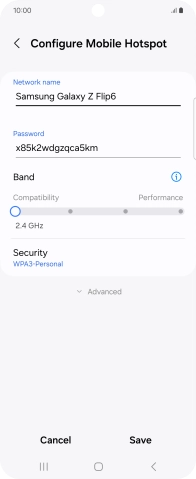 Press the field below 'Password' and key in the required password.
