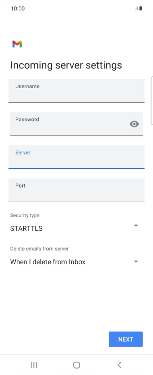Press the field below 'Port' and key in 110.