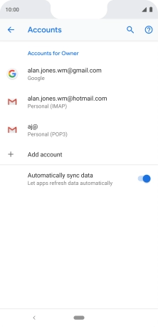 Press the indicator next to 'Automatically sync data' to turn the function on or off.