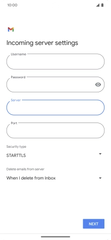 Press the field below 'Port' and key in 110.