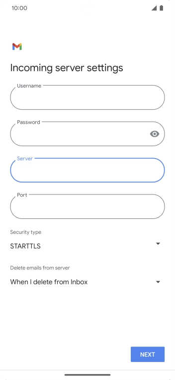 Press the field below 'Port' and key in 110.