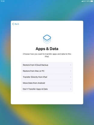 You can transfer the contents of an Android device to your tablet when it's activated for the first time and after a factory reset. When this screen is displayed, your tablet is ready to transfer contents from an Android device.
