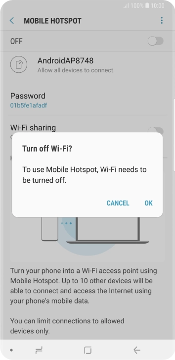 If WiFi is turned on, press OK.