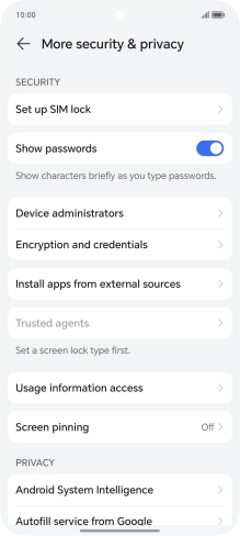 Press Set up SIM lock.