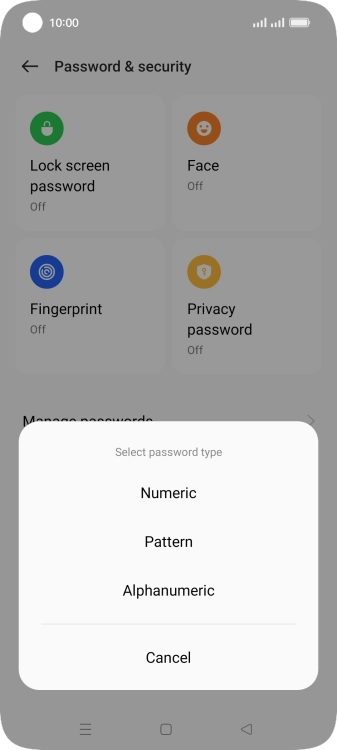 Press the required phone lock code and follow the instructions on the screen to create an additional phone lock code.