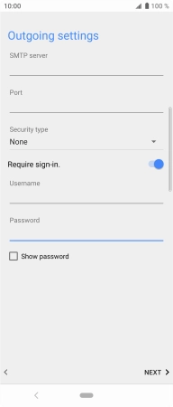Press the field below 'SMTP server' and key in the name of your email provider's outgoing server.