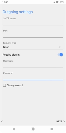 Press the field below 'SMTP server' and key in the name of your email provider's outgoing server.