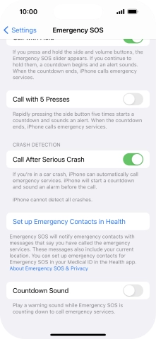 Press the indicator next to 'Countdown Sound' to turn the function on or off.