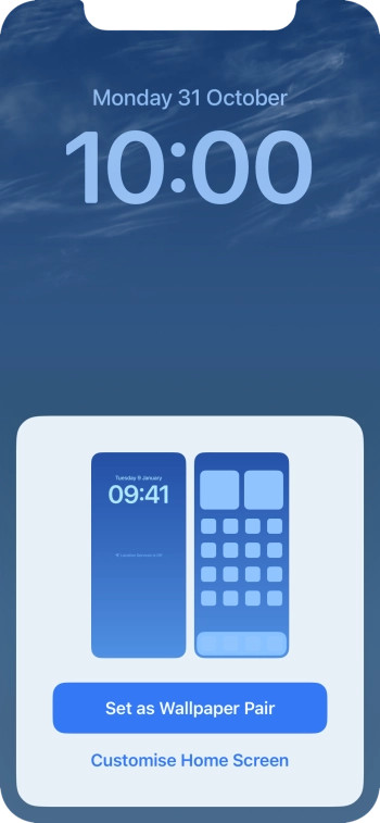 To use the same colour theme on the home screen, press Set as Wallpaper Pair.