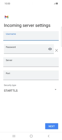 Press the field below 'Server' and key in the name of your email provider's incoming server.