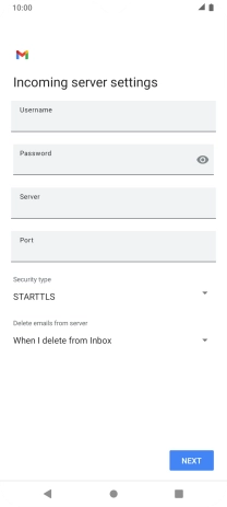 Press the field below 'Username' and key in the username for your email account.