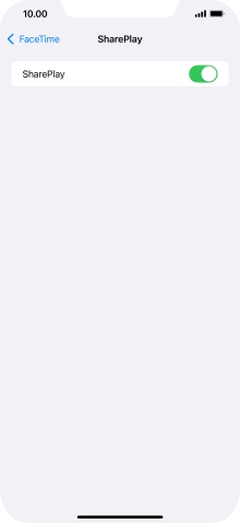 Press the indicator next to 'SharePlay' to turn the function on or off.