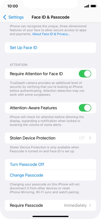 Press Turn Passcode Off and key in the lock code.